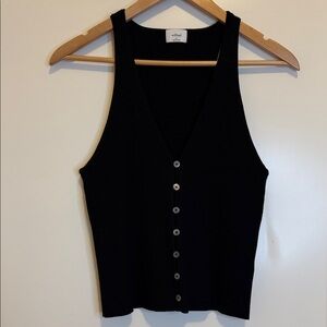 Wilfred Black Ribbed Button-Front Tank Top